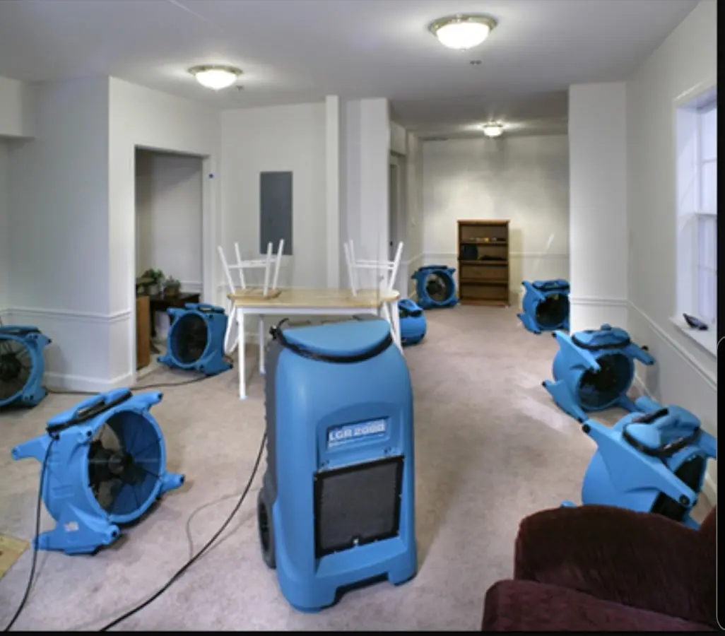 Air movers and dehumidifier setup for Water Damage Restoration in Bayshore Gardens